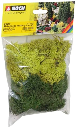 NOCH Dekormossa, ljus och mörkgrön/islandmossa/äkta naturmossa/konserverad/35 g påse/alla spårvidd/realistisk grönska/gör-det-själv