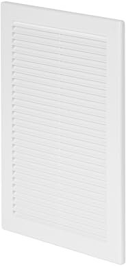 Awenta Grille d'aération en plastique blanc 200 x 300 mm avec grille anti-insectes et cache-trous de vis pour un meilleur look