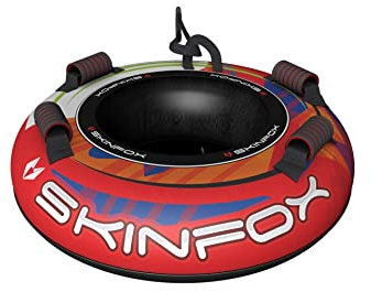 SKINFOX Snowtube Ø 100cm - OrangeMix Aufblasbare Schlitten mit Griff Profi Snow Tube Rodelreifen Schneereifen Rutschreifen