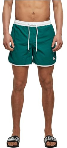 Urban Classics Costume Da Bagno In Stile Rétro, Bermuda Uomo, Bianco/Verde, 3XL