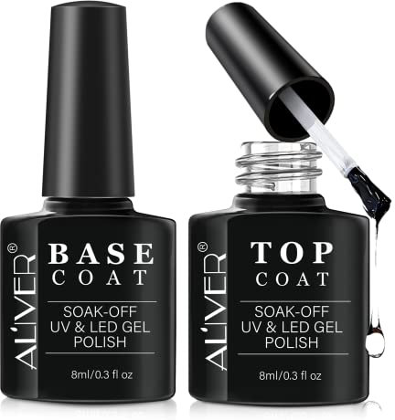 Smalti per unghie in gel da 2 x 8 ml, set di smalti per gel per top e base in gel senza strofinamento, set di smalti per gel UV a LED Soak Off