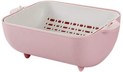 UPKOCH 1pc Kitchen Double Rotary Fruit Drain Basket Practical Wash Basin for Fruits Vegetables Efficient Water Filtering Easy to Clean Nordic Color Versatile Kitchen Gadget