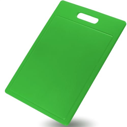 Gastronette Tabla de cortar con canalón y asa, tabla de cocina, tabla de cortar, tabla de cortar, tabla de cóctel, barbrett, tabla de trinchar, verde, 35 x 25 x 1 cm, plástico, sin BPA, apta para