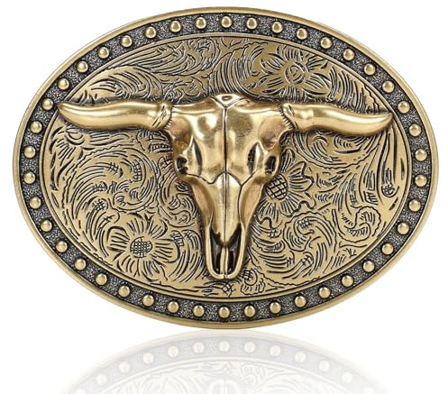 Fibbia per cintura occidentale per uomo donna cowboy rodeo cowgirl festa occidentale uomo sostituzione novità fibbia regali, 06-bronzo (Copper Bull), Large
