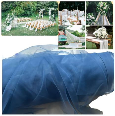 Yurosiay Tessuto in tulle, tulle a metraggio 5M×160cm, trasparente, delicato, nastro in tulle, tessuto decorativo, tessuti in tulle, tessuto a rete, tenda per matrimonio, arco nuziale, decorazione a