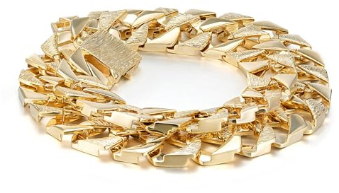 27mm Gold Cuban Chaps Luxury Heavyweight Necklace, 30-Inch, 400g, Gold Plated - Bling King London