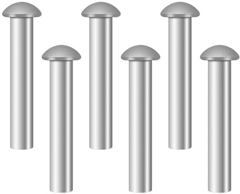 6 Pcs Rivets, 50 X 6 mm Durable Rivet, Solid Rivet Tool for Shovel Spade Fork Rake Hoe Handle Repairing, Round Head Aluminum Rivets, Countersunk Fasteners for Household Industrial Garden Tool