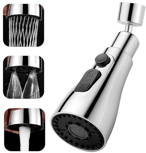 3 Modus Wasserhahn Aufsatz Küche - Wasserhahn Aufsatz Schwenkbar Einziehbarer Duschkopf Um 360 Grad Schwenkbarer Wassersparend Duschkopf KüChenarmaturaufsatz Luftsprudler für Küche Spültischarmatur