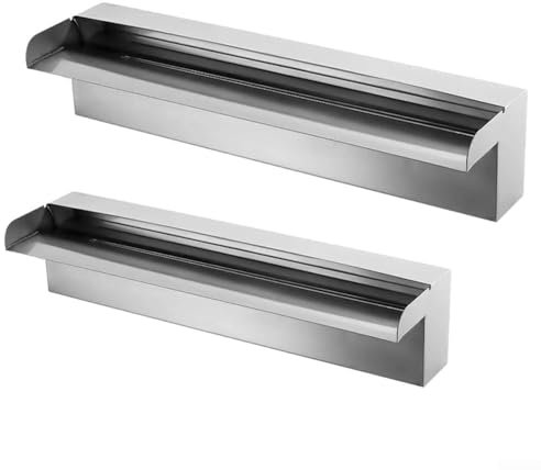 Sumsoctober Fontaine de jardin en acier inoxydable avec large sortie de lame – Paroi d'eau moderne pour terrasse, étang ou piscine – Acier inoxydable résistant aux intempéries (30 cm)