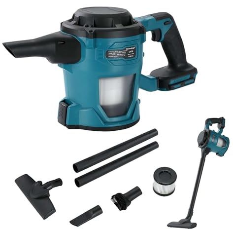 Heimerdinger Aspirapolvere senza fili compatibile con batteria Makita 18V LXT, motore da 500 W con potenza di aspirazione massima 85 kPa, aspirapolvere portatile per casa, auto, pavimenti in legno