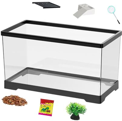 Sköldpaddsbassäng – sköldpadda habitat-akvarium, sköldpaddsbassängset med golvdränering | 30 cm, terrarium för sköldpaddor, eremitationer, fisk, amfibier, ormar, geckos, kameleonter,