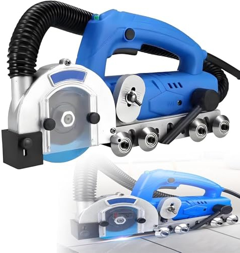 BoTongSiHai 1200W Electric Grout Removal Tool With Vacuum - 9000r/min High Speed, Tile Grout Cleaning Machine, Includes Saw Blades, Deep Clean Tile Joints For Floors & Walls(220V,1.7mm)