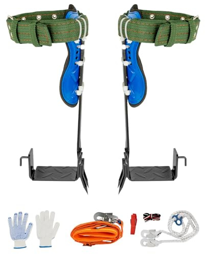 Goddlgjik Ramponi per arrampicata sugli alberi, attrezzatura per arrampicata con fettuccia sicura e pedale antiscivolo, attrezzatura per arrampicata con 2 attrezzi per arrampicata sugli alberi