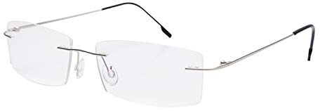 Fuisetaea Lunettes de lecture sans monture Lecteurs légers en titane Hommes Femmes +2.25 Grossissement