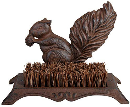 MAISONICA Squirrel Shaped Cast Iron Shoe Scraper Boot Brush Brown
