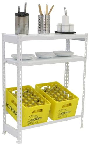 Simon Rack Estantería Cajas de Bebidas, 2 Cajas, 1000x800x300 mm, 3 Alturas, 100 kg de Punto Flexión, Estantería para Bebidas, Blanco - Simonbottle