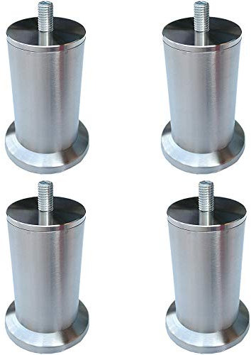 LLPEIJIE026 4er Set Möbelfüße Möbelbeine,Edelstahl Tischbein,Metall Sofa Stützfüße,Runde Füße,Kabinettfüße,Dickes Material Möbel Zubehör,mit Vorgebohrten M8 Bolzen,Silber (45cm/17.7in)