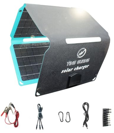 36W Foldable Solar Panel Charger Monocrystalline ETFE Solar Panel, Portable Solar Charger with -Type-C, DC, USB, 3 Outputs for Camping or Hiking, Camera, 12V Battery, Phone, Laptop