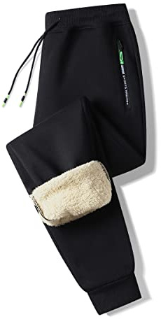 ZOXOZ Pantaloni Tuta Uomo Felpata Pile Fleece Foderato Termici Cotone Sportivi Joggers Pantaloni Cerniera Tasche Laterali