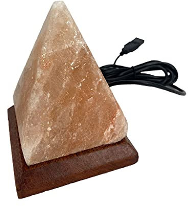 SudoreWell® USB LED rosa Steinsalz Salzlampe PYRAMIDE aus der Salt Range Pakistan - Höhe ca.10 cm