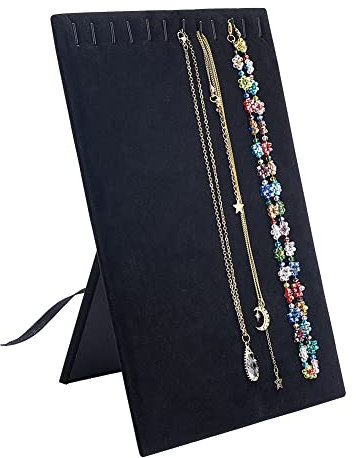 HOBBIESAY Collier Présentoir 12 Crochets Velours Noir Chaine Organisateur pour Bracelets Pendentifs Chaînes Vitrine Commerce de Détail Stands