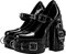 Only maker Damen Mary Jane Pumps Lolita Plateau High Heels Blockabsatz mit Nieten Schnallen Metallingen Lack Schwarz 45 EU