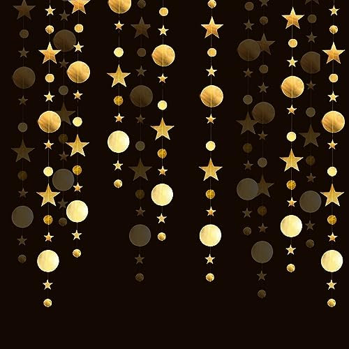 Guirnalda Estrellas y Circulo Oro de 16 Metros. Decoración Nochevieja Fiesta Cumpleaños