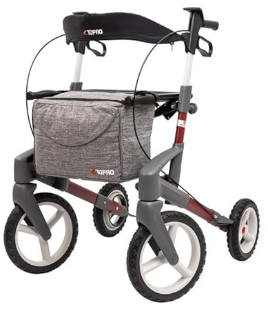 Topro ATR Outdoor All Terrain Folding Lightweight Rollator (Medium, Red)