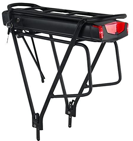 36V 17,5Ah Gepäckträger-E-Bike-Akku mit 2A-Ladegerät, geeignet für 36V 250W 350W 500W 750W-Motoren, für Elektrofahrräder 24- 28 mit Akkuträger