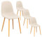 FurnitureR Set aus 4 Esszimmerstühlen aus Stoff, Seitenstühle, Esszimmerstühle ohne Armlehnen, Metallbeine Nussbaum, für Esszimmer, Küche, Wohnzimmer, Beige