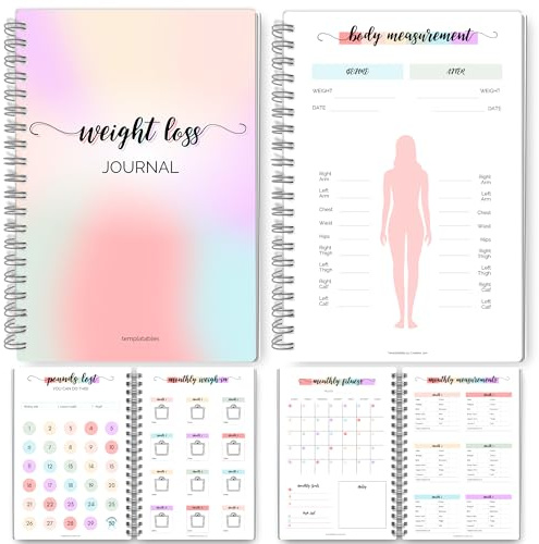 12 Month Weight Loss Journal | Pounds Lost & Body Measurements Tracker with Monthly Step Trackers, Fitness Planner, Vitamins & Supplements Logs, Goals, Reflections & Challenges | A5 (Rainbow)