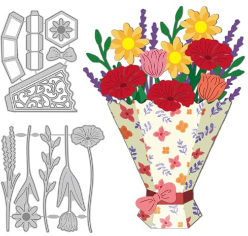 DELORIGIN 3D Bouquet Dies Cuts Metal Wedding Flowers Cutting Dies Card Making Cutting Dies Stencils Template for DIY Embossing Scrapbooking Craft Paper Mother's Day Greeting Card Gift Festival Decor