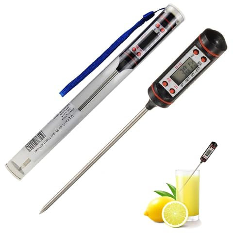 Rynli Digital Meat Thermometer, Instant Read Cooking Thermometer with Stainless Steel Probe, Accurate Digital Food Thermometer Ideal for Food, BBQ, Water, Jam, Kitchen Temperature Thermometer