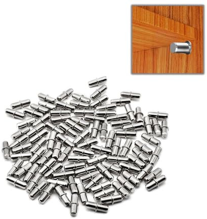 YMWALK 5mm Shelf Supports, Metal Cabinet Wardrobe Shelf Support Pegs, Durable Nickel Shelf Supports for Kitchen Bookshelves, Furniture Shelf Supports, Replacement Bracket Fixings (40, Silvery)