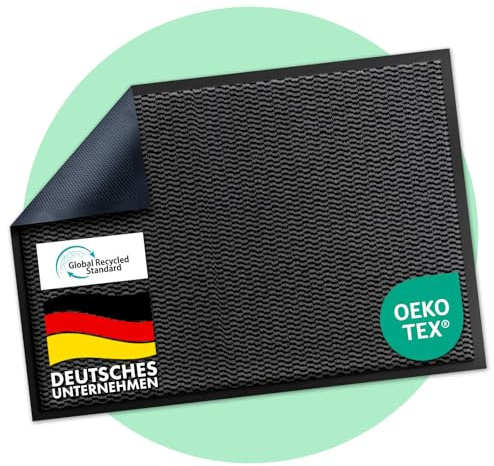 Floordirekt Premium Zerbino per ingresso, 40x60cm Antracite, zerbino antisporco per interni ed esterni, antiscivolo e lavabile, zerbino per corridoio, tappeto per porta d'ingresso, Sky Novo