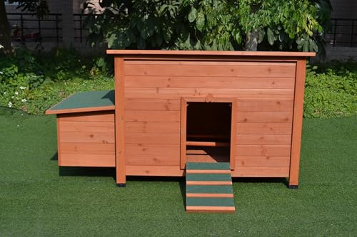 Mucola Hühnerstall 149x80x79cm Hühnerhaus | mit aufklappbarem Dach und 2 Nistplätzen | Kleintierstall aus Holz Hühnervoliere