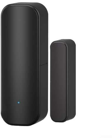 Carillon d'alarme sans fil avec capteur d'ouverture de porte et fenêtre Zigbee pour système d'alarme de sécurité domestique intelligent avec télécommande et activation vocale (noir)