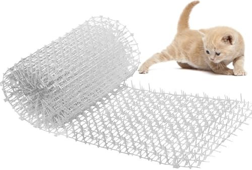 XHYASD 30 x 200 cm Pinchos Anti Gatos, Plástico Antigatos con 8 Grapas de Jardín, Pinchos para Gatos para Jardines Interiores y Exteriores (Blanco)