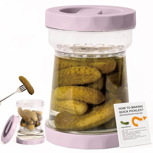 CUISITOOL Barattolo a clessidra per sottaceti e olive, con filtro, 1,077 g, separatore di succo di sottaceti da bagnato e secco, per uso alimentare, senza BPA, a prova di perdite, lavabile in
