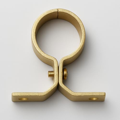 2 soportes de tubo de rosca planos de 28 mm, clip de soporte de tubería de cobre seguro, acabado de latón, fijación de montaje en pared