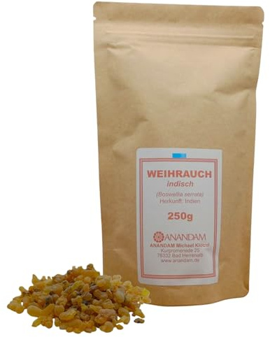 Incienso indio Boswellia serrata, 250 g, 100% natural Peasize Resina de incienso para meditación, yoga y limpieza energética, aroma intenso y picante