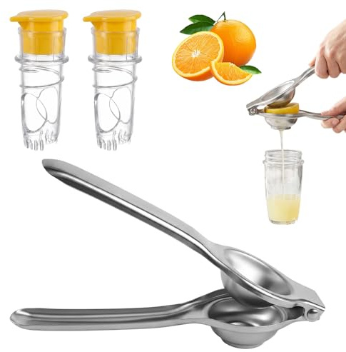 3-delat set citronpress rostfritt stål, citronpress, handpress, handhållen citron-squeezer, limepress, citronhandpress, robust hållbar, diskmaskinssäker, för bar, kök, restaurang