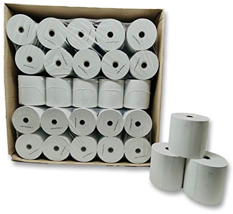 Lot de 100 Bobines Papier Thermique 80 x 80 x 12 mm pour ticket de caisse pour imprimante de tickets de caisse ou caisse enregistreuse - papier blanc haute qualité - Univers Graphique réf UGR03