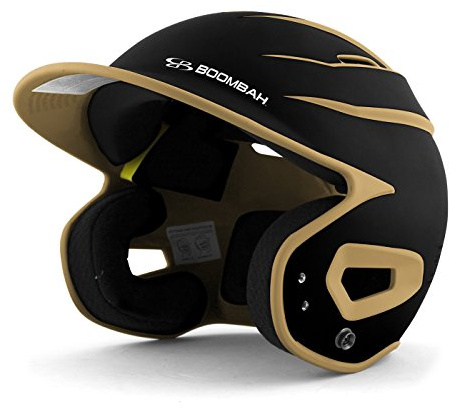 Boombah DEFCON Batting Helmet Sleek Profile Black/Vegas Gold - Size Junior 6 1/4 - 7