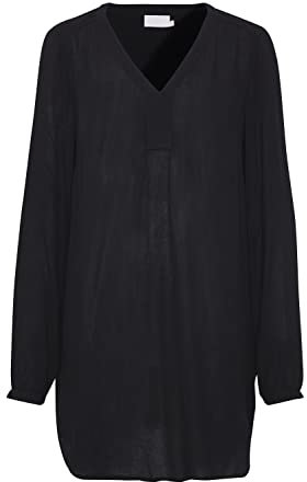 KAFFE Tunika Amber Damen Tunika Amber Langarm V Ausschnitt Shirt Casual Basic Black deep 46