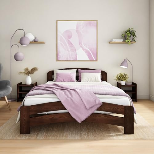 Nodax King Size Bed Frame 5ft, F10 Solid Wooden, Sturdy Slats Easy Assembly
