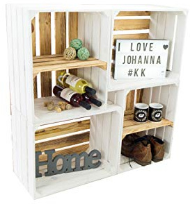 4er Set Massive Obstkiste Apfelkiste Weinkiste aus dem Alten Land +++ 50 x 40 x 30 cm (Weiss GEFL. Boden 2 x OHNE 2 x GEFL. QUER)