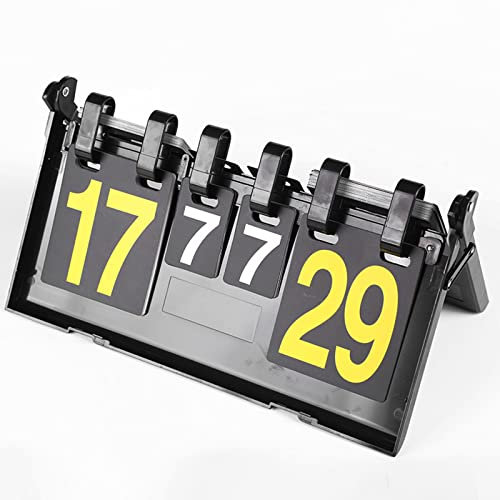 Holzsammlung 6 Digit Flip Sport Anzeigetafel Sport Anzeigetafel Wettbewerbs Anzeigetafel Multisport-Anzeigetafeln Portable Table Top Scoreboard für Tischtennis Badminton Basketball, Gelb+Weiß