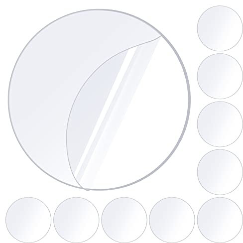 MILEQEE 10PCS Strong Double Sided Sticky Pads Heavy Duty, Large Two Sided Self Adhesive Tape Mounting, Clear Circle Stickers Patch, Round 2 Sided Precut Nano Gel Wall Mount Glue, 5cm Diameter