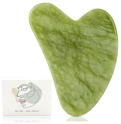 Gua Sha 100% Naturale - Massaggiatore Rilassante per Viso e Corpo - Pietra di Giada Leggera e Facile da Usare - Rassodante (Piedra Gua Sha)